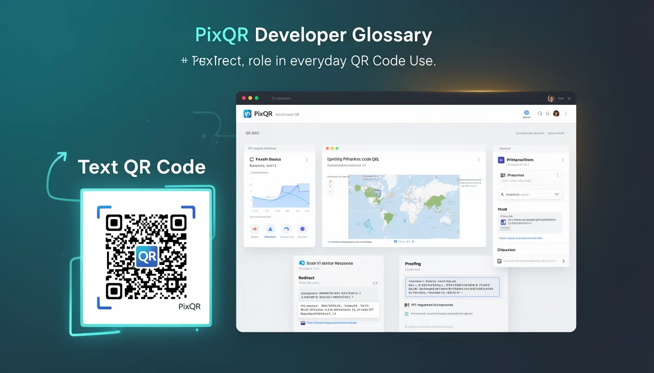 Text QR Code developer glossary illustration