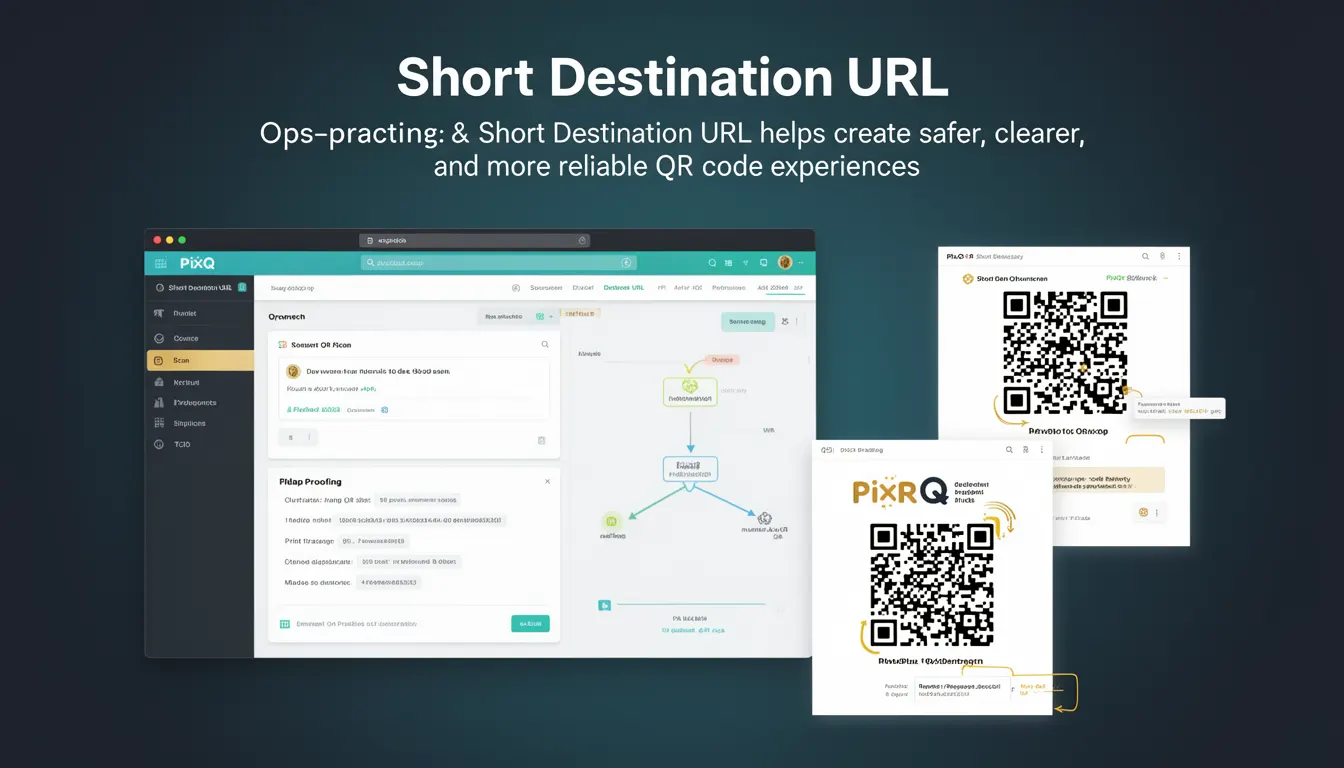Short Destination URL - PixQR Developer Glossary Short Destination URL developer glossary illustration