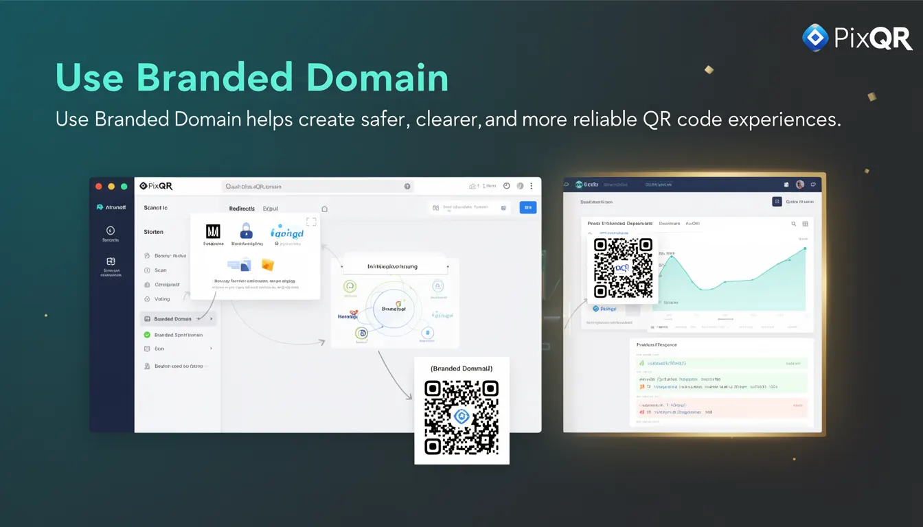 Use Branded Domain - PixQR Developer Glossary Use Branded Domain developer glossary illustration
