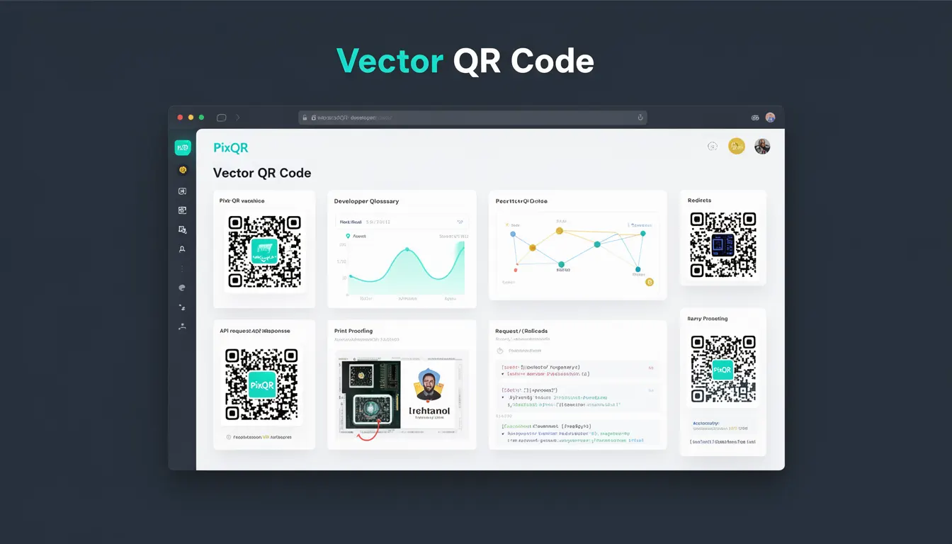Vector QR Code developer glossary illustration