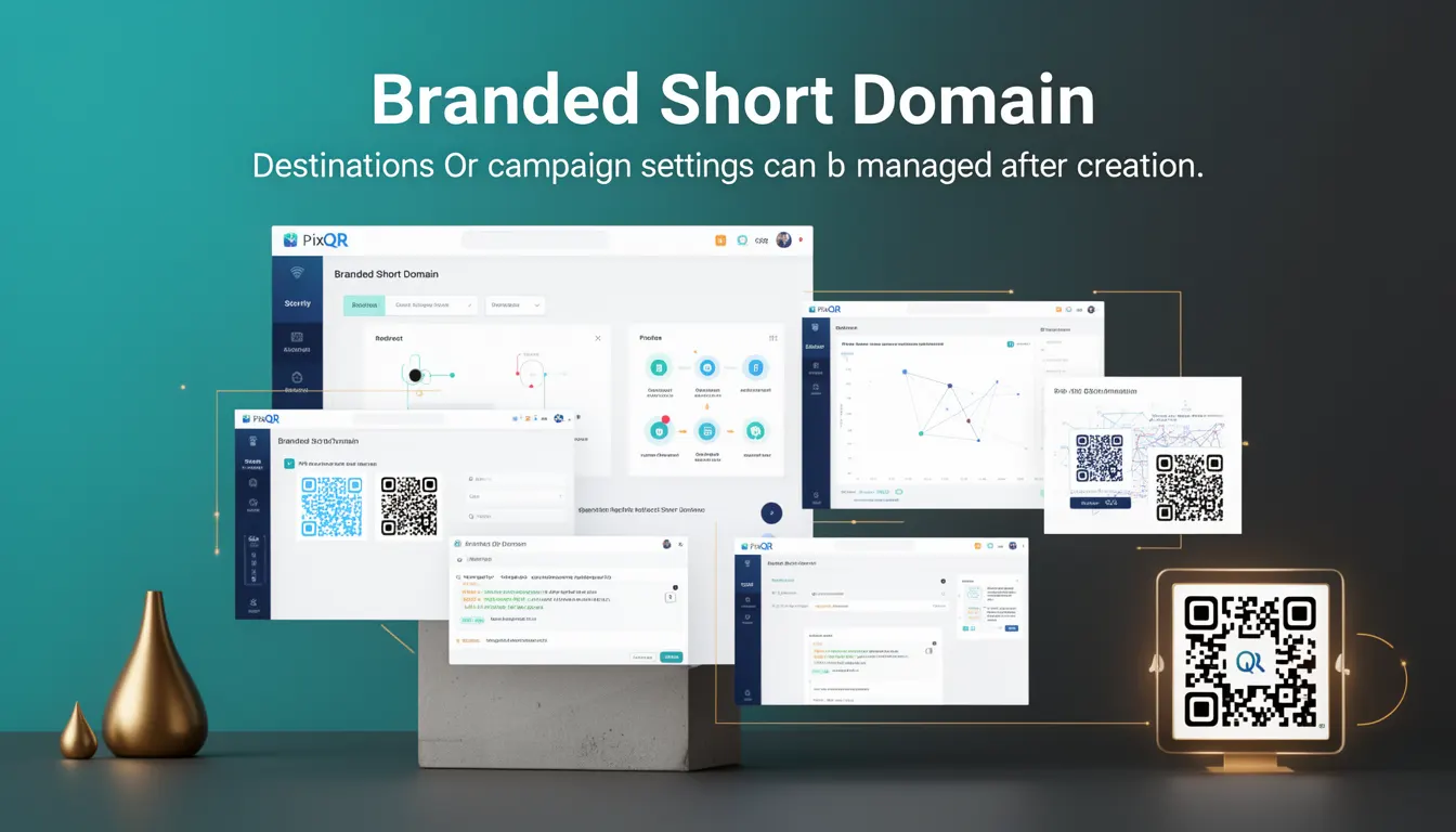 Branded Short Domain - PixQR Developer Glossary Branded Short Domain developer glossary illustration