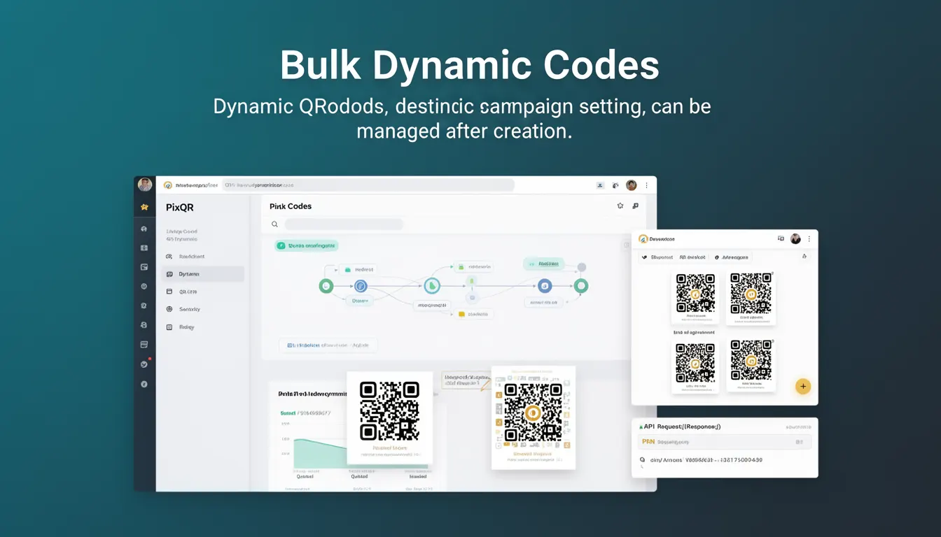 Bulk Dynamic Codes - PixQR Developer Glossary Bulk Dynamic Codes developer glossary illustration