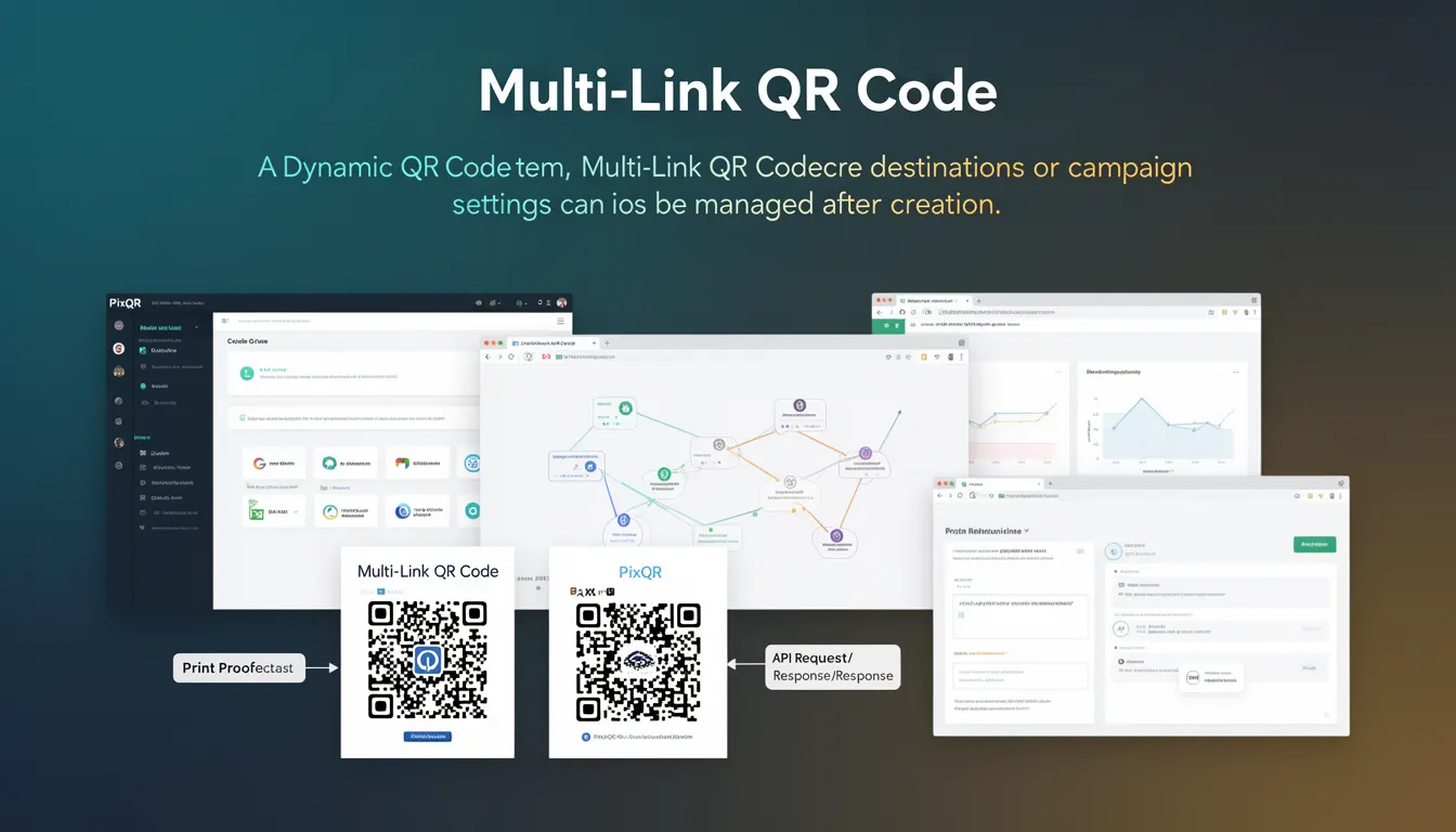 Multi-Link QR Code - PixQR Developer Glossary Multi-Link QR Code developer glossary illustration