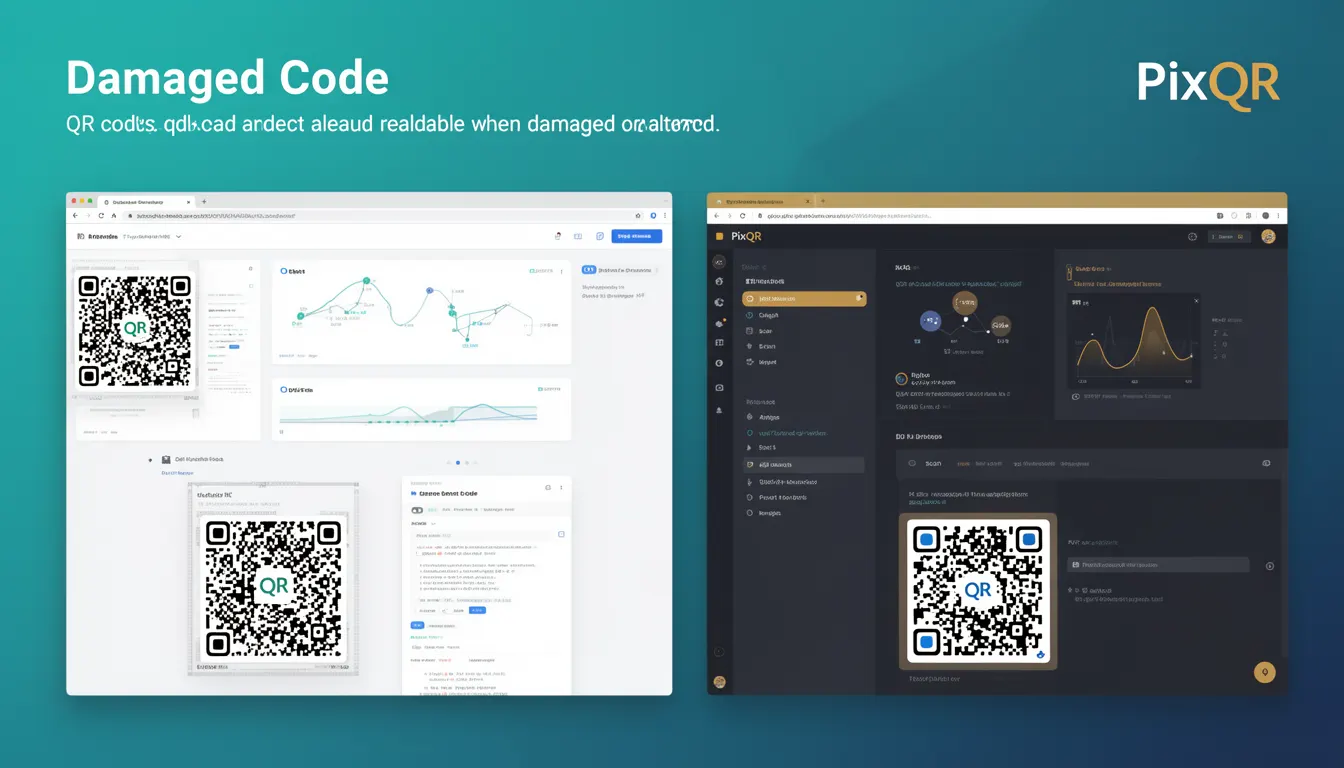 Damaged Code - PixQR Developer Glossary Damaged Code developer glossary illustration