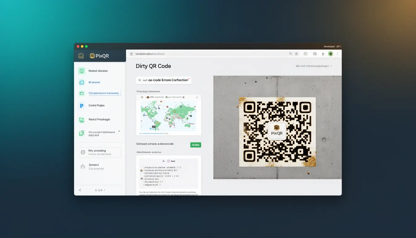 Dirty QR Code - PixQR Developer Glossary Dirty QR Code developer glossary illustration