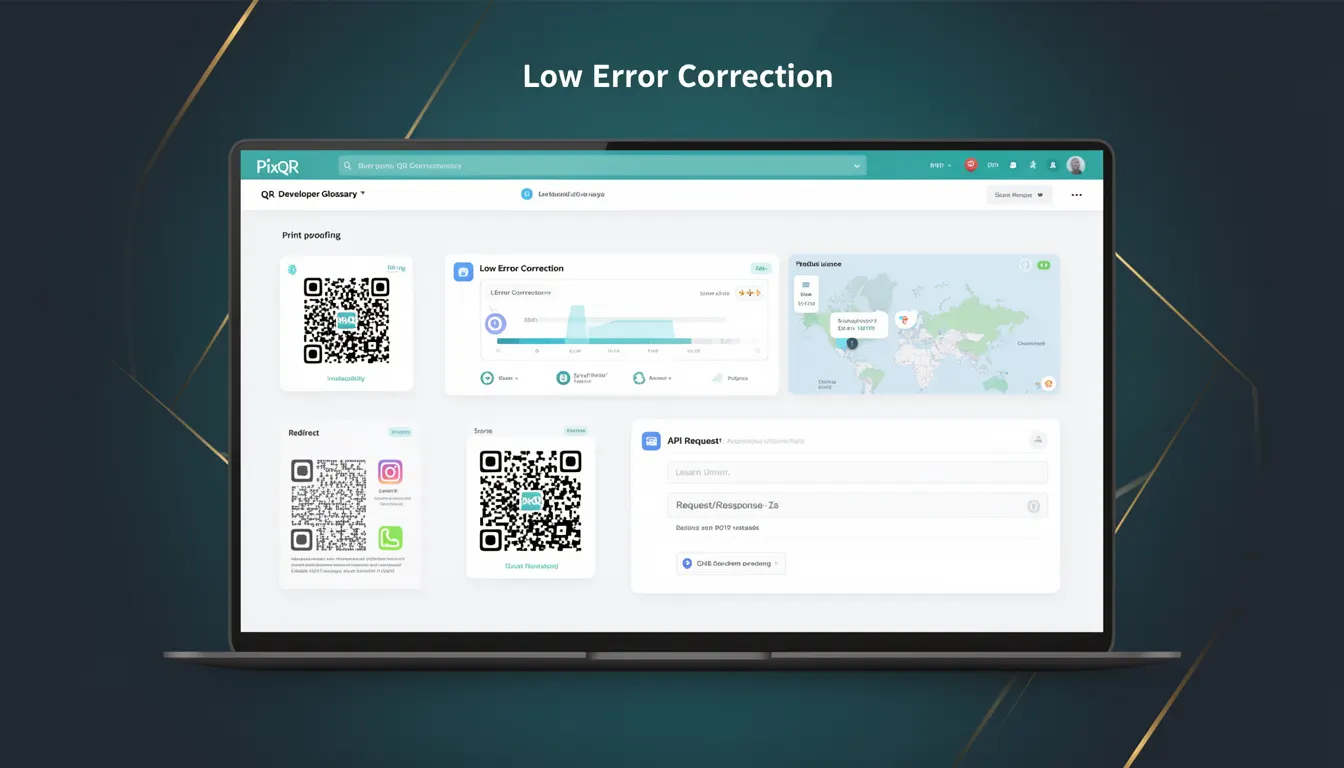 Low Error Correction - PixQR Developer Glossary Low Error Correction developer glossary illustration