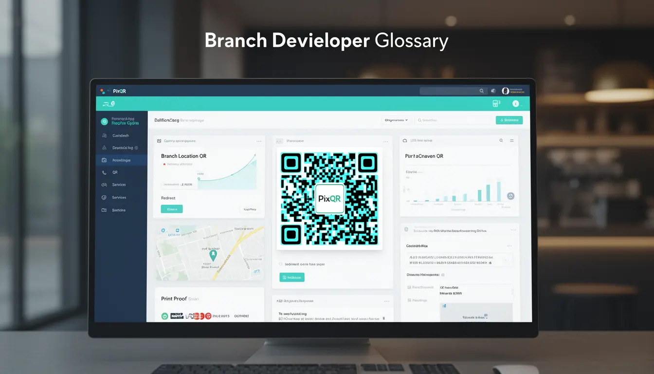 Branch Location QR developer glossary illustration