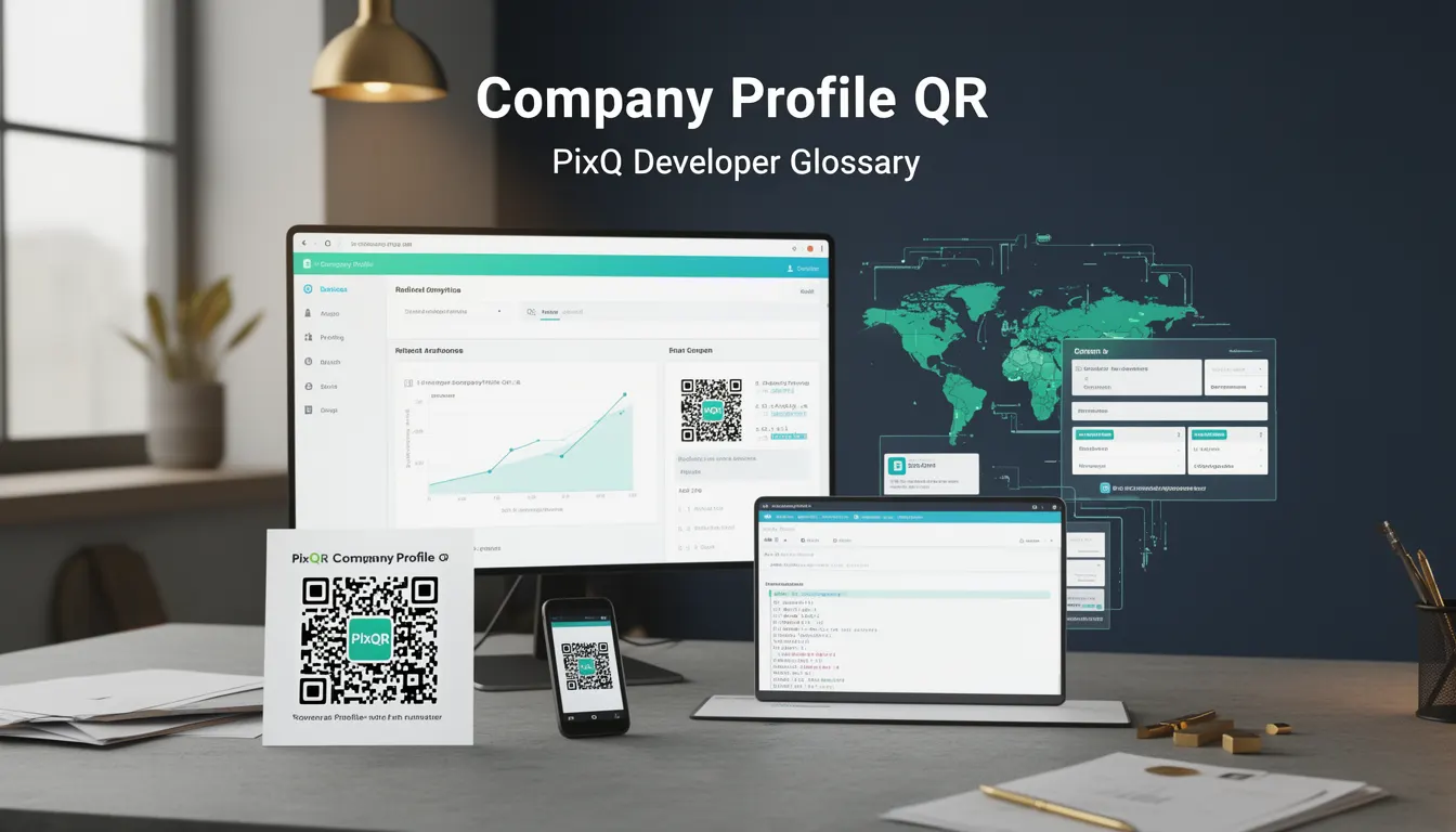 Company Profile QR developer glossary illustration