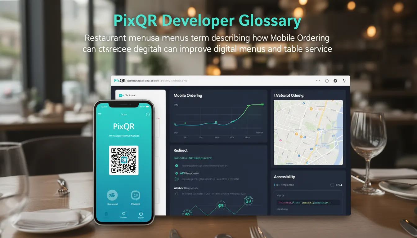 Mobile Ordering - PixQR Developer Glossary Mobile Ordering developer glossary illustration