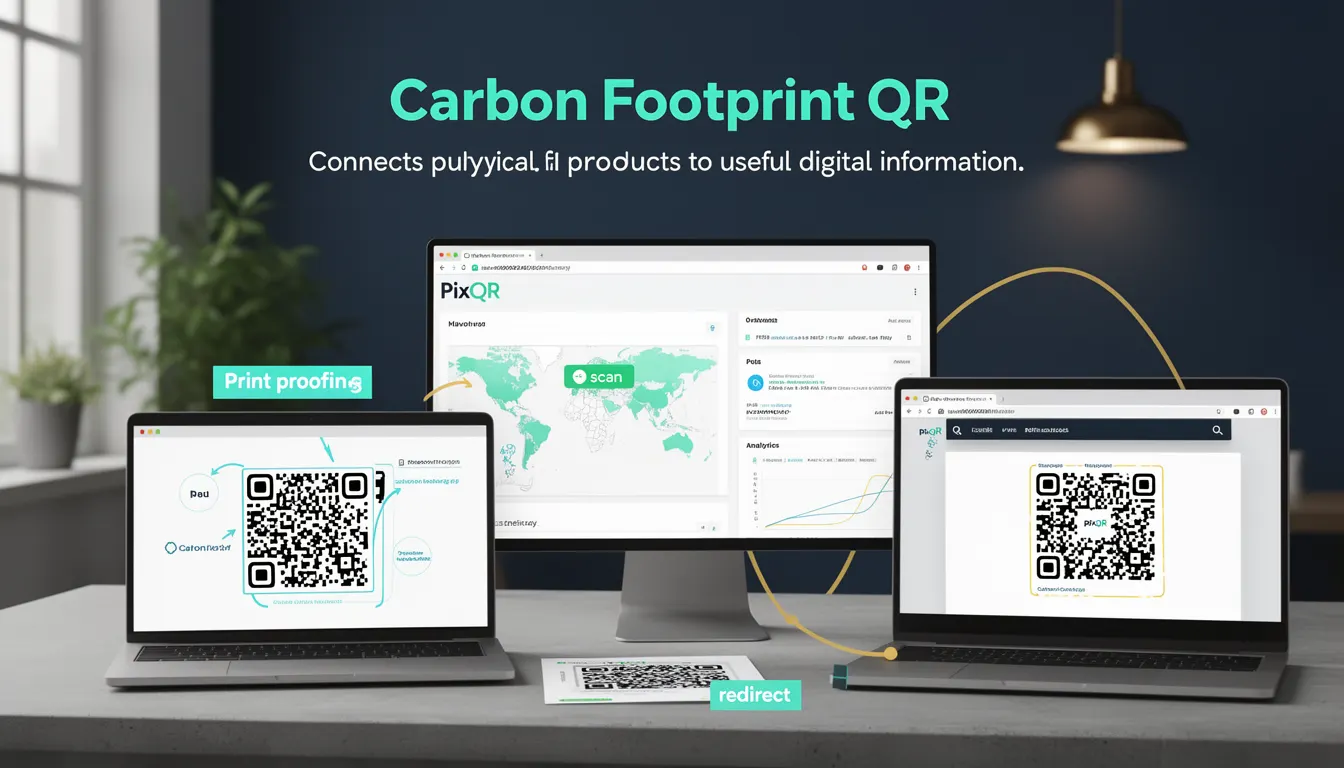 Carbon Footprint QR - PixQR Developer Glossary Carbon Footprint QR developer glossary illustration