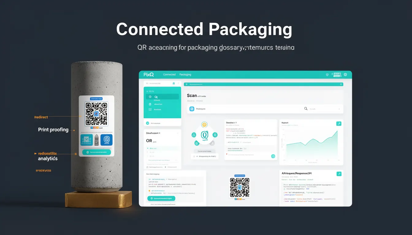 Connected Packaging - PixQR Developer Glossary Connected Packaging developer glossary illustration