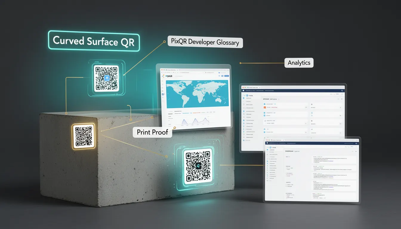 Curved Surface QR - PixQR Developer Glossary Curved Surface QR developer glossary illustration