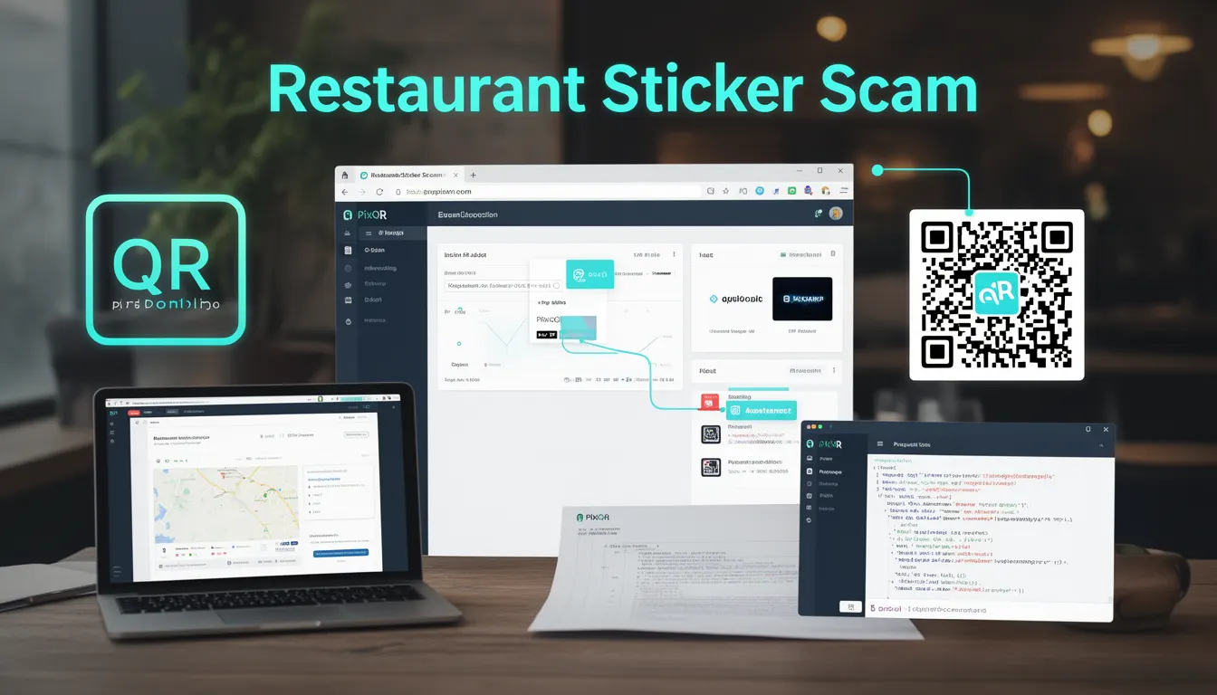 Restaurant Sticker Scam - PixQR Developer Glossary Restaurant Sticker Scam developer glossary illustration