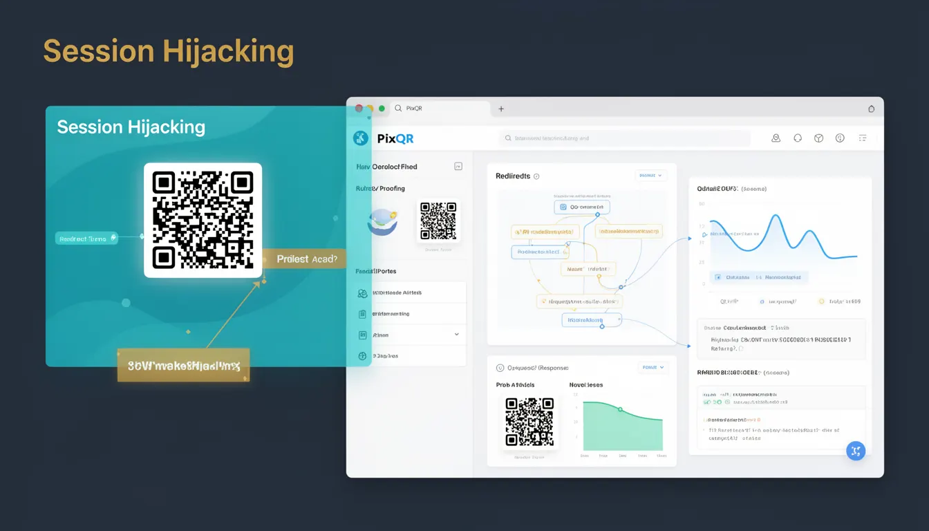 Session Hijacking - PixQR Developer Glossary Session Hijacking developer glossary illustration