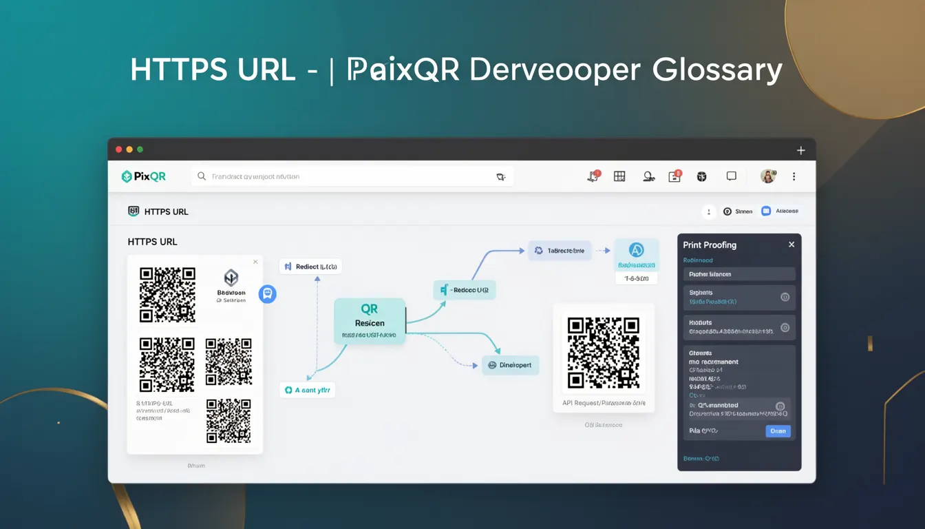 HTTPS URL - PixQR Developer Glossary HTTPS URL developer glossary illustration