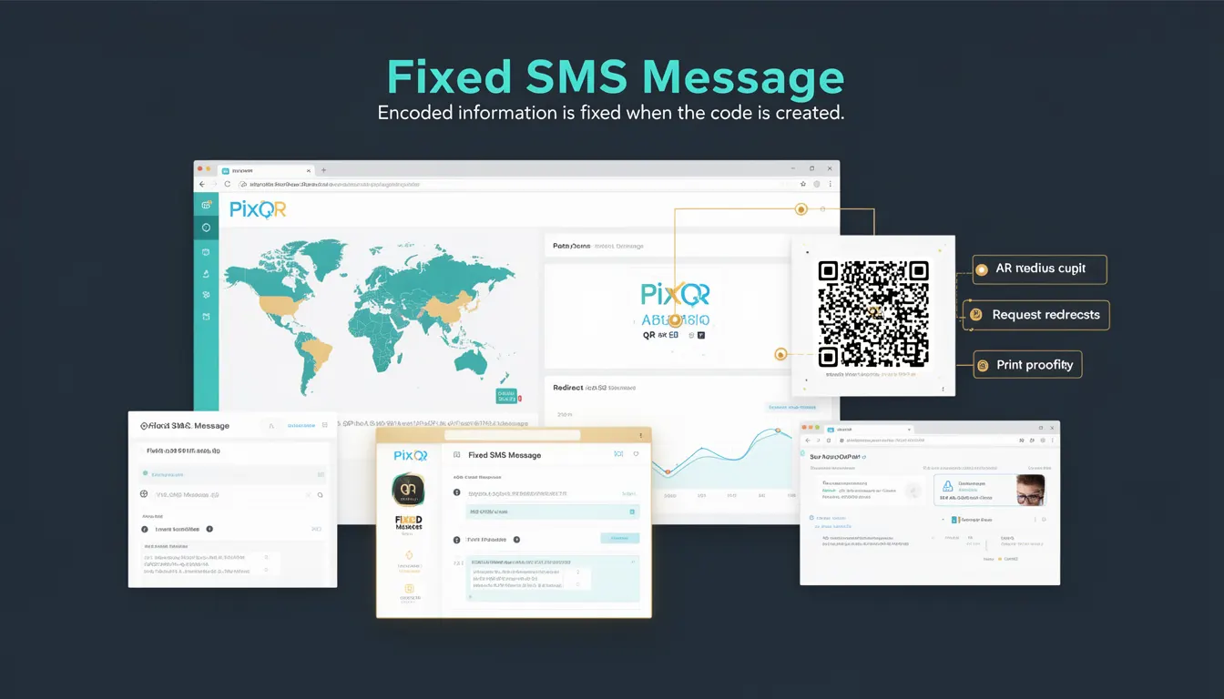 Fixed SMS Message - PixQR Developer Glossary Fixed SMS Message developer glossary illustration