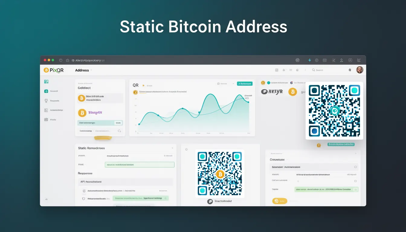 Static Bitcoin Address - PixQR Developer Glossary Static Bitcoin Address developer glossary illustration