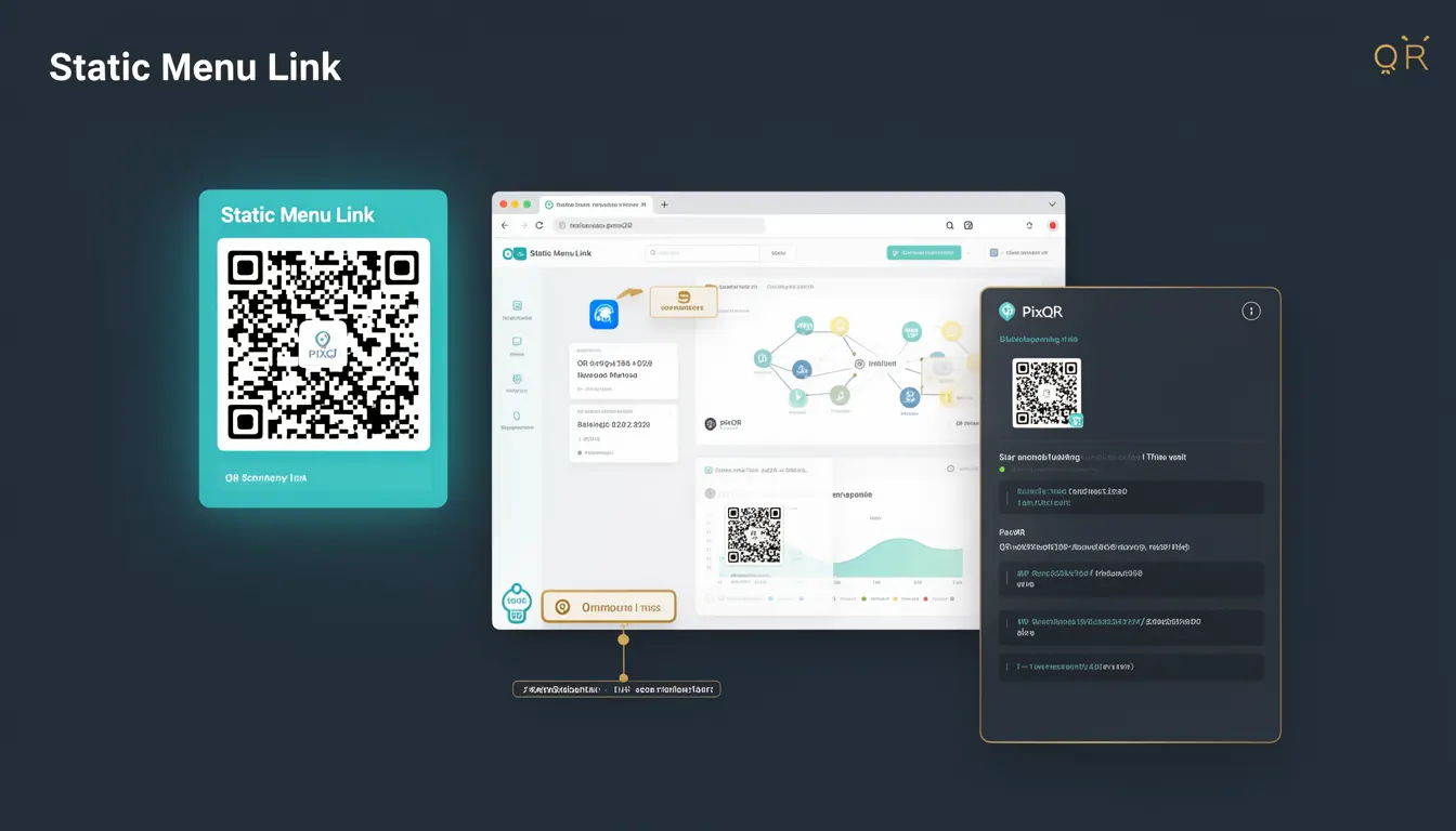 Static Menu Link - PixQR Developer Glossary Static Menu Link developer glossary illustration