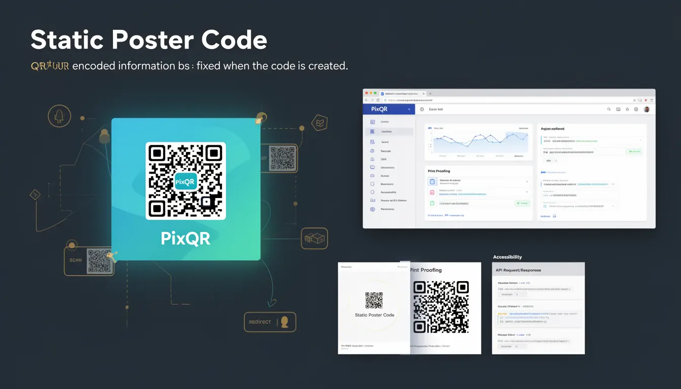 Static Poster Code - PixQR Developer Glossary Static Poster Code developer glossary illustration