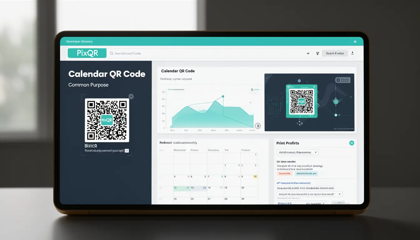 Calendar QR Code - PixQR Developer Glossary Calendar QR Code developer glossary illustration