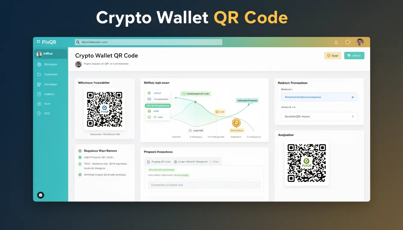 Crypto Wallet QR Code - PixQR Developer Glossary Crypto Wallet QR Code developer glossary illustration
