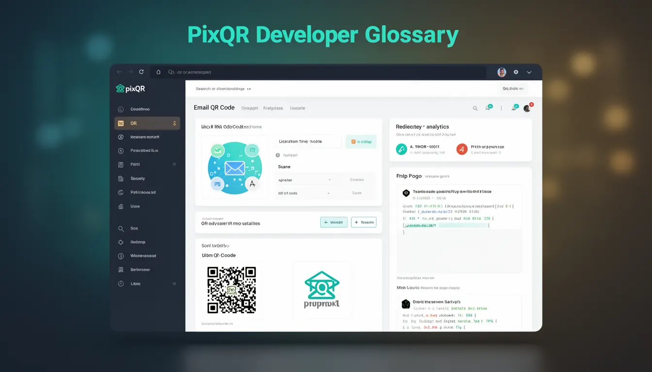 Email QR Code - PixQR Developer Glossary Email QR Code developer glossary illustration