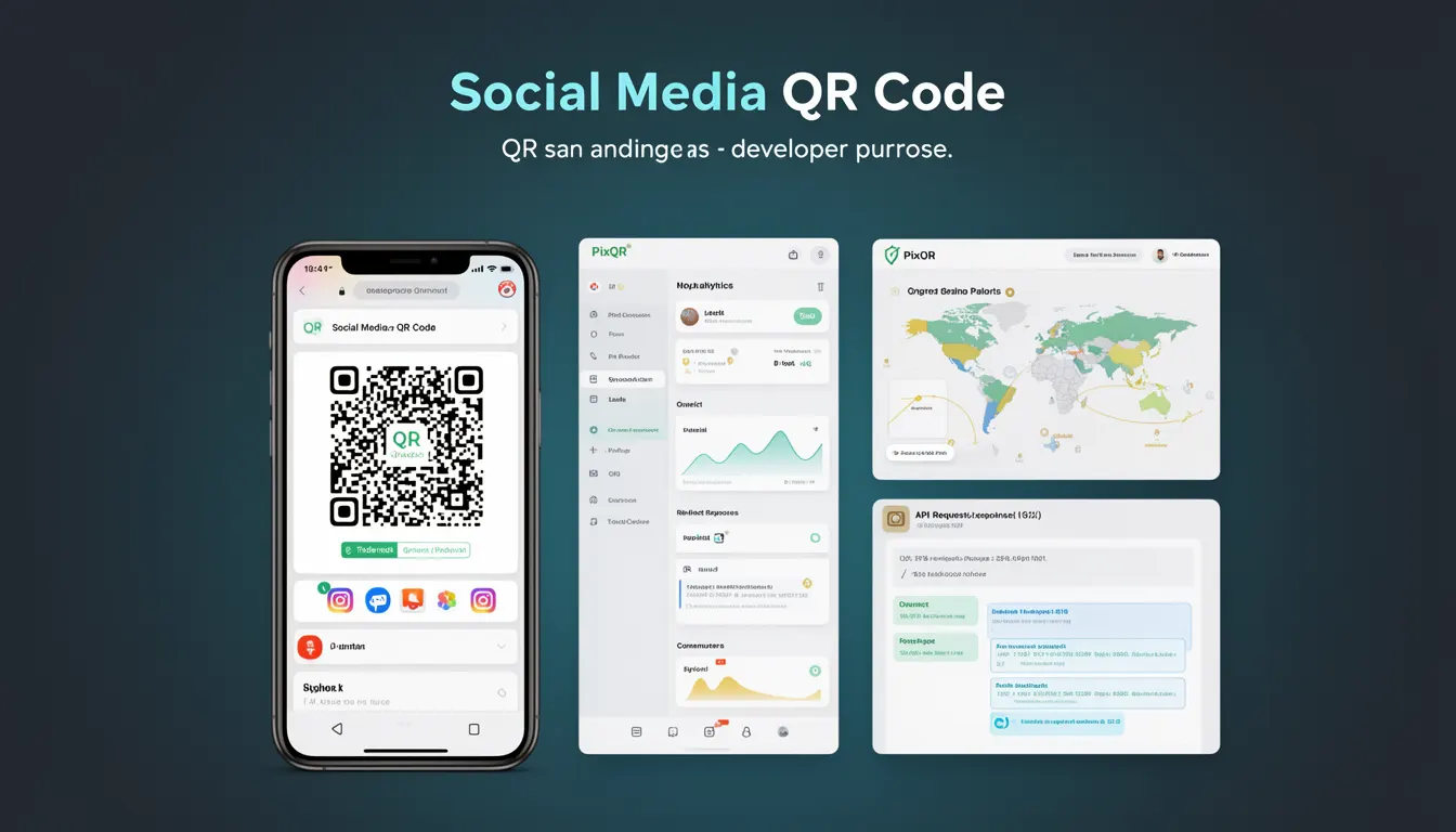 Social Media QR Code developer glossary illustration